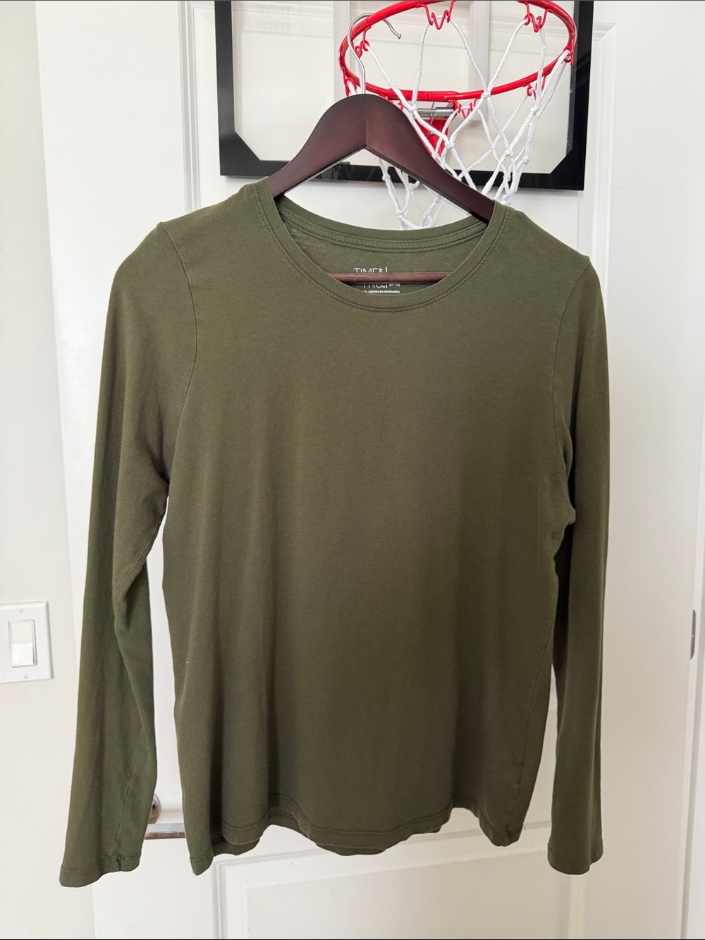 Time and Tru Olive Green Long Sleeve Crewneck Top